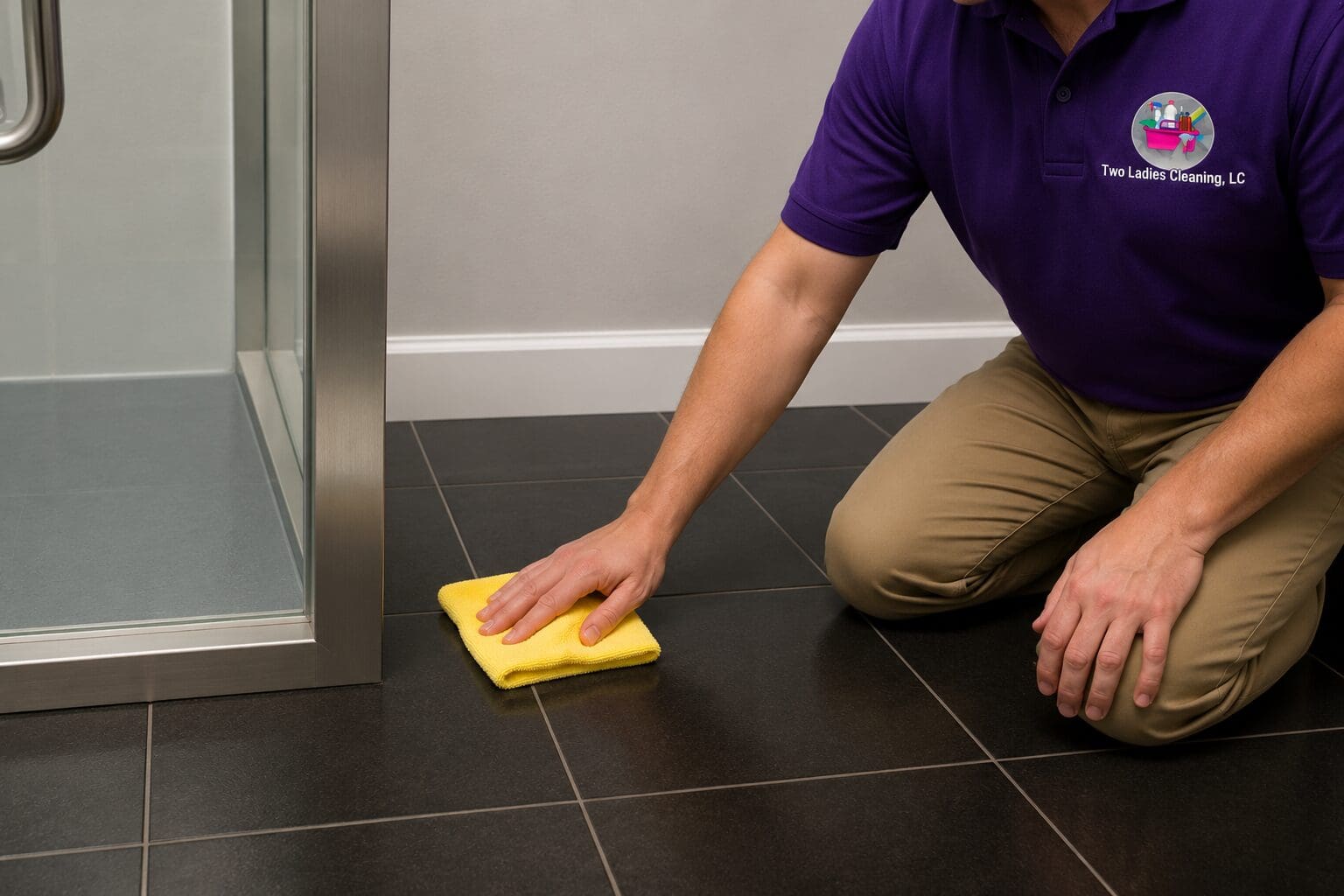 Gril Cleaning Bathroom Flooring